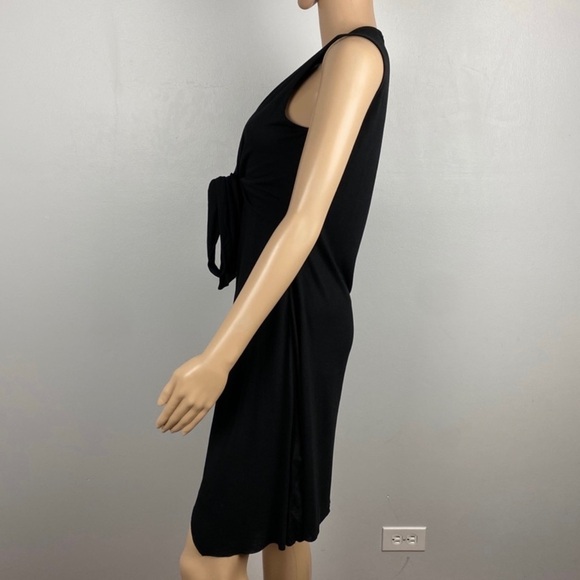 NEW ALLSAINTS BLACK JERSEY TIE-WAIST MINI DRESS - Picture 4 of 7